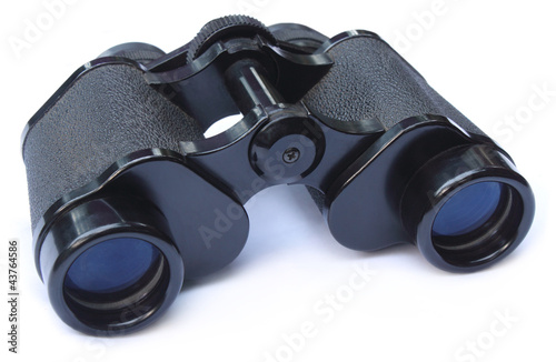 Binoculars over white background
