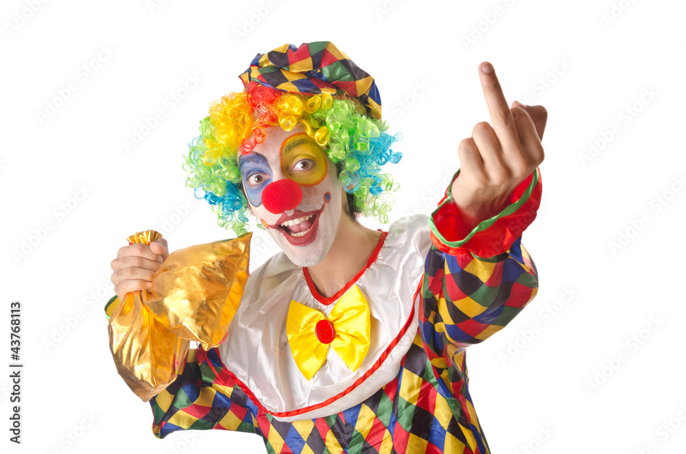 Funny clown on the white Funny clown on the white