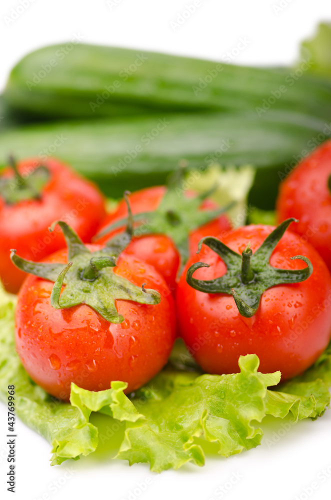 Cucumbers and tomatoes ready for salad