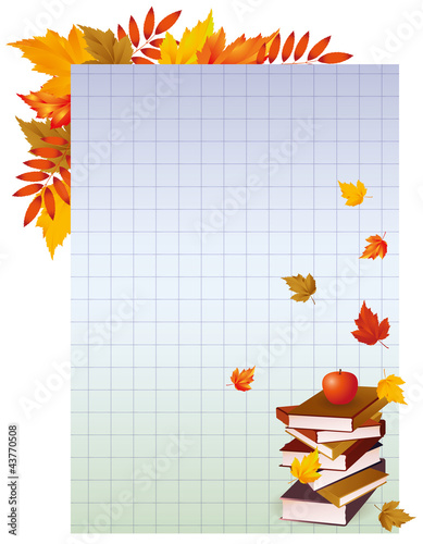 Back to school  Background with books and apple