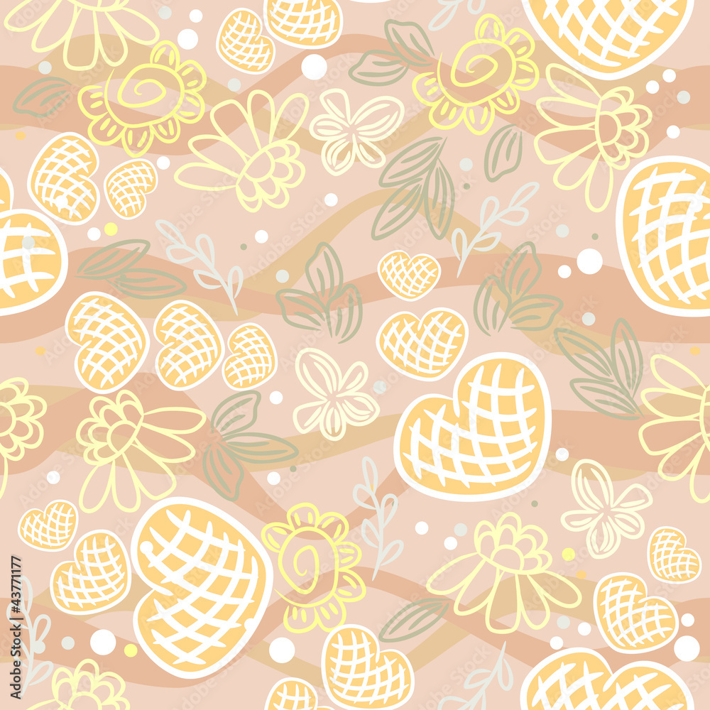 Doodle seamless floral texture Doodle seamless floral texture
