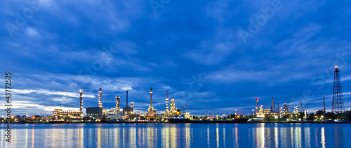 Oil refinery plant along river in Bangkok