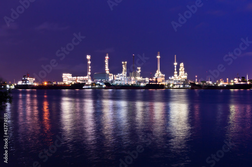 Oil refinery plant along river in Bangkok © tungphoto