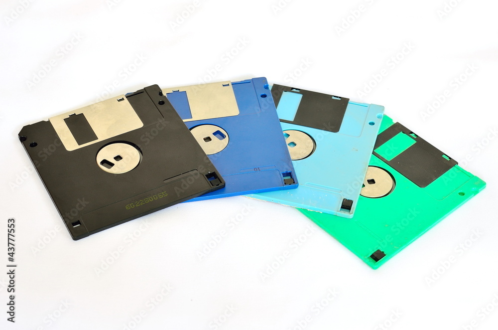 Old diskette 5 25 inches with label isolated on white background Old diskette 5 25 inches with label isolated on white background