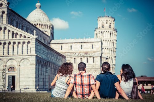 Four Friends on Vacation Visiting Pisa photo