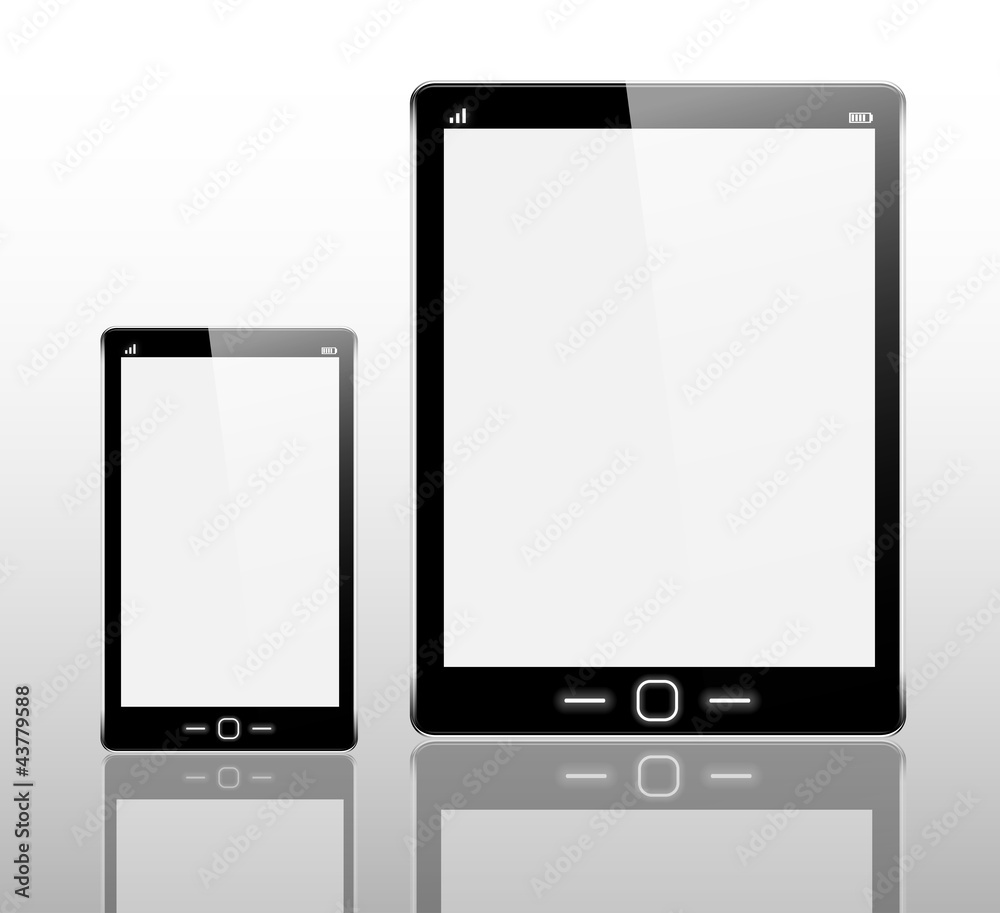 Realistic tablet computer and mobile phone. Realistic tablet computer and mobile phone.