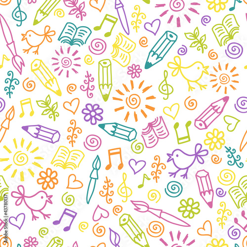Cheerful childlike seamless pattern