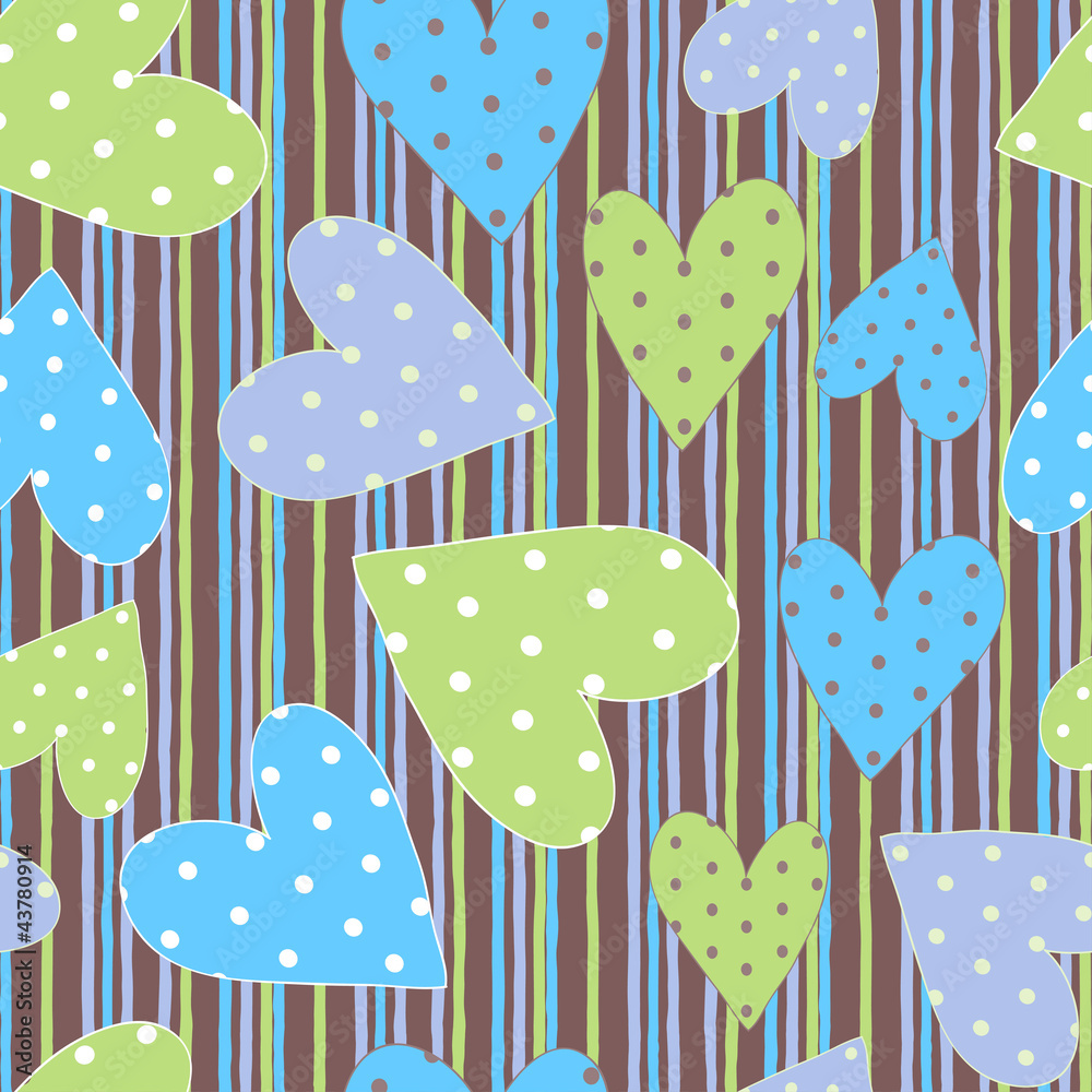 textile hearts seamless pattern