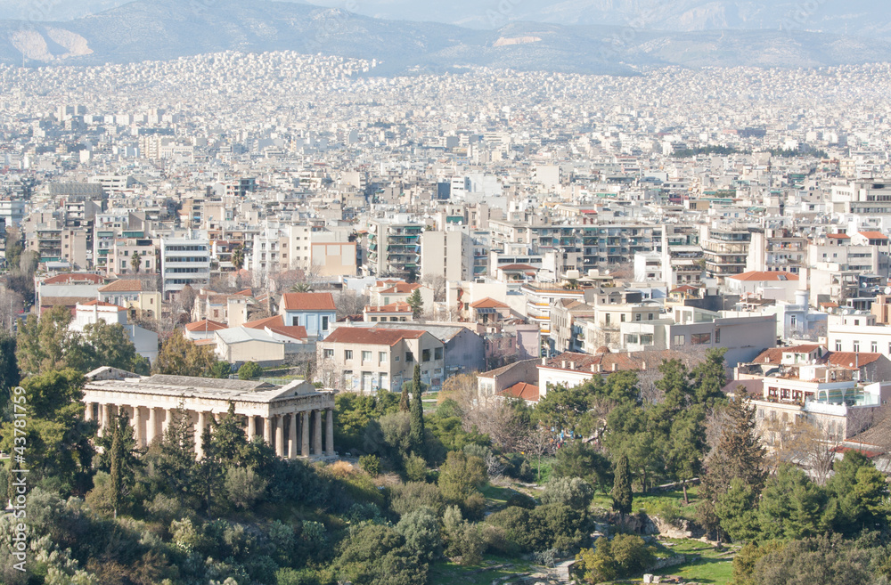 City of Athens with mountains on the background