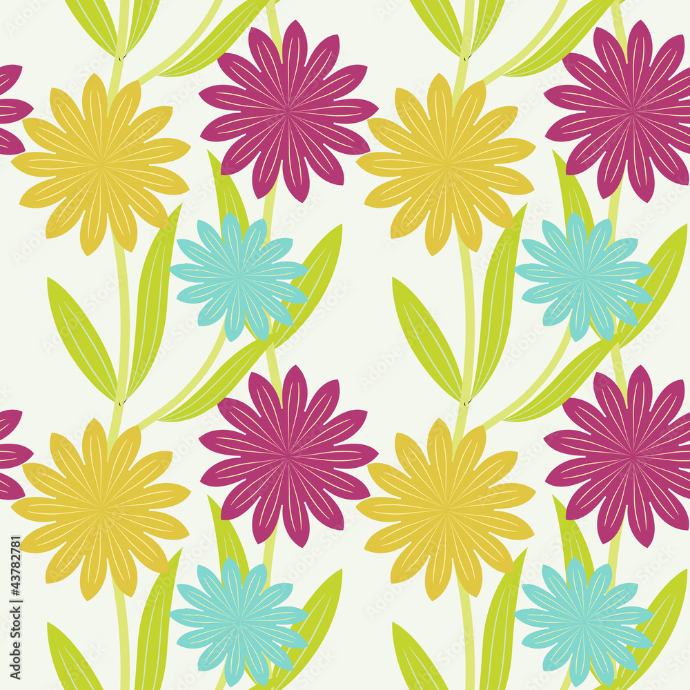 Seamless multicolored flowers background