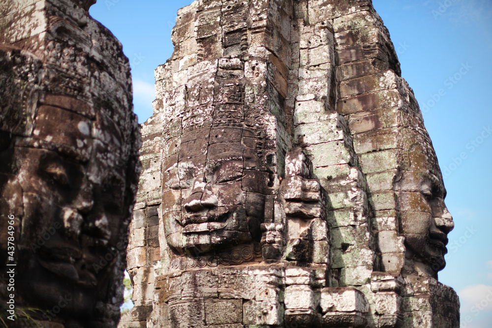 Stone faces at Bayon temple in Angkor Wat, Cambodia