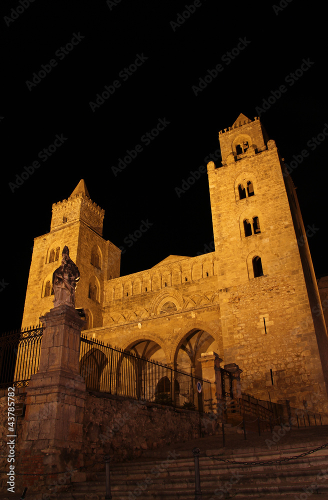 Cefalu cathedral at night