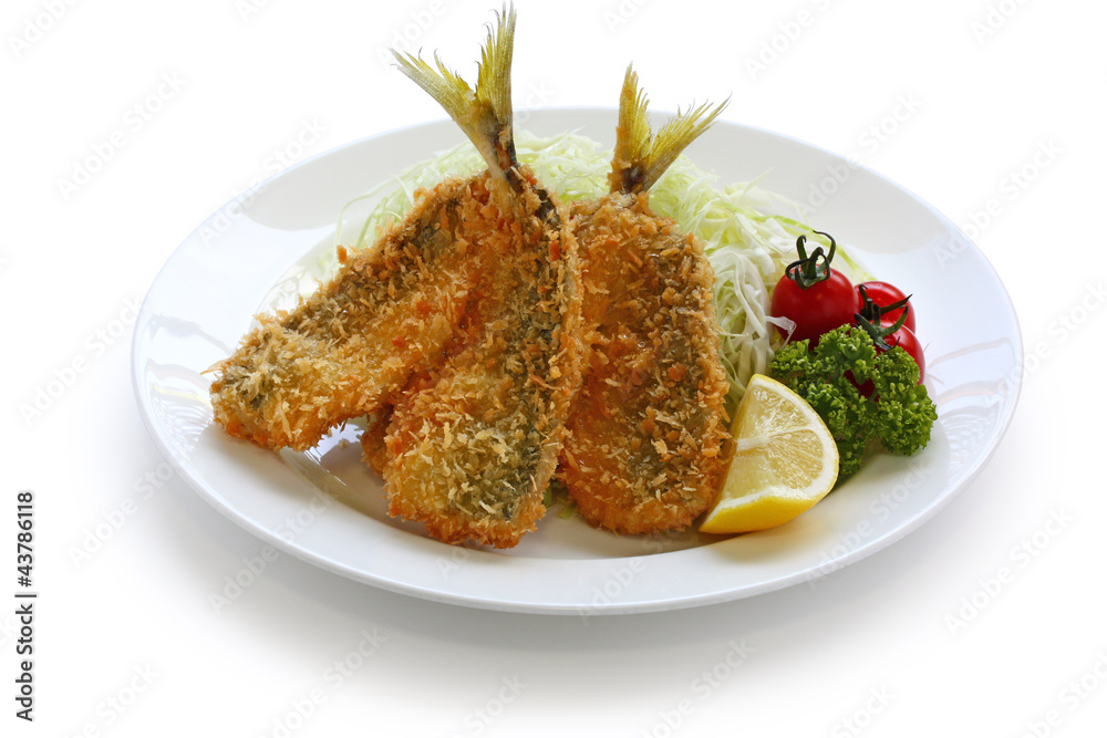deep fried horse mackerel(aji furai), japanese cuisine