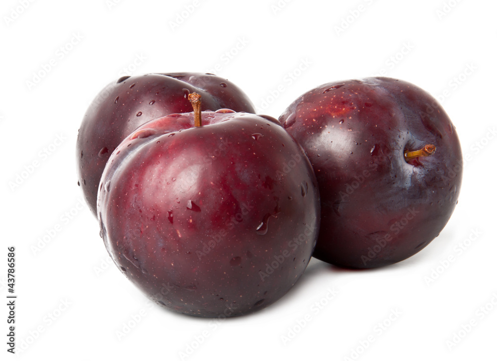 Obraz premium Red plum fruit isolated on white background 