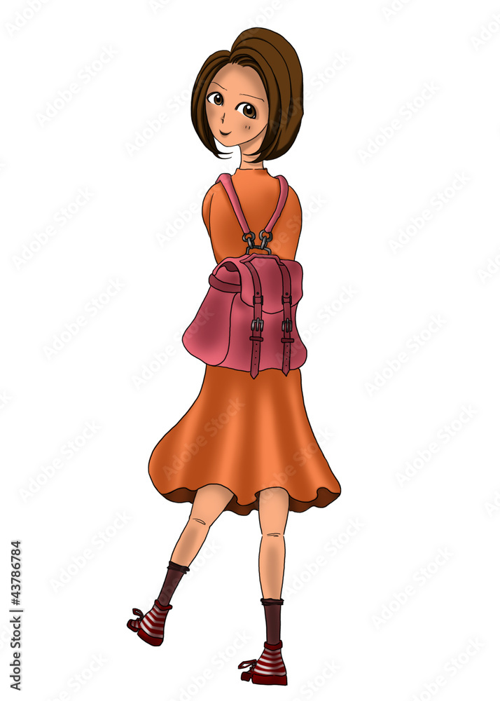 振り向く女の子 Stock イラスト Adobe Stock