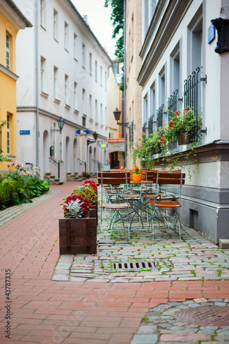 Latvia, Riga, street cafe