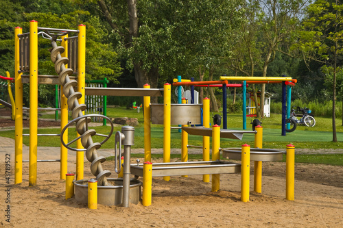 Sand and water playground in park