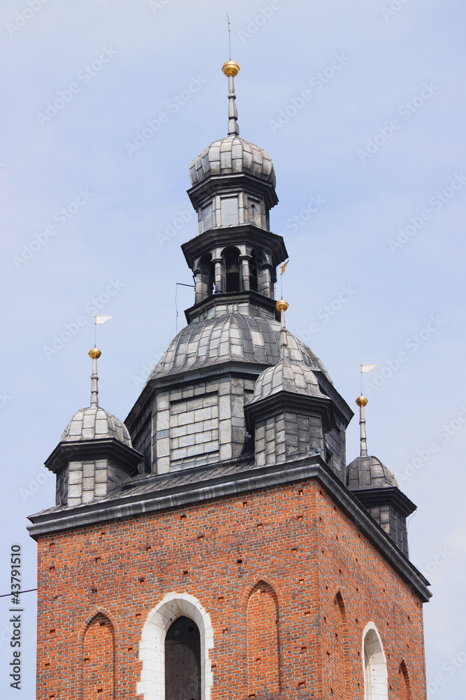 Mariacki Church in Cracow - tower, Poland.