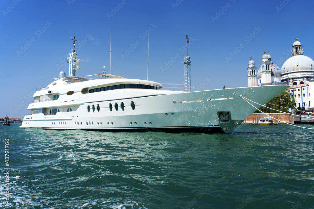 Large white motor yacht