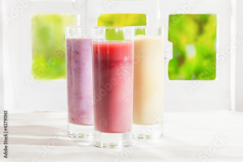 Variety of fruit smoothies