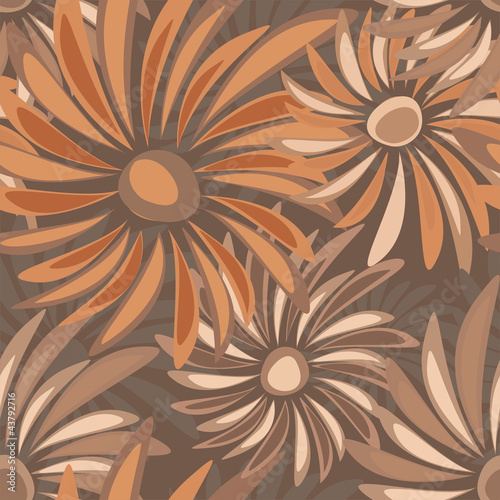 Retro floral vector seamless texture with asters