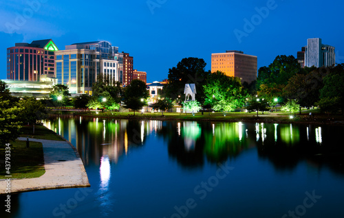 Night cityscape scene of downtown Huntsville, Alabama