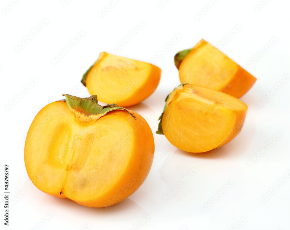 Persimmon tropical fruit slice on half