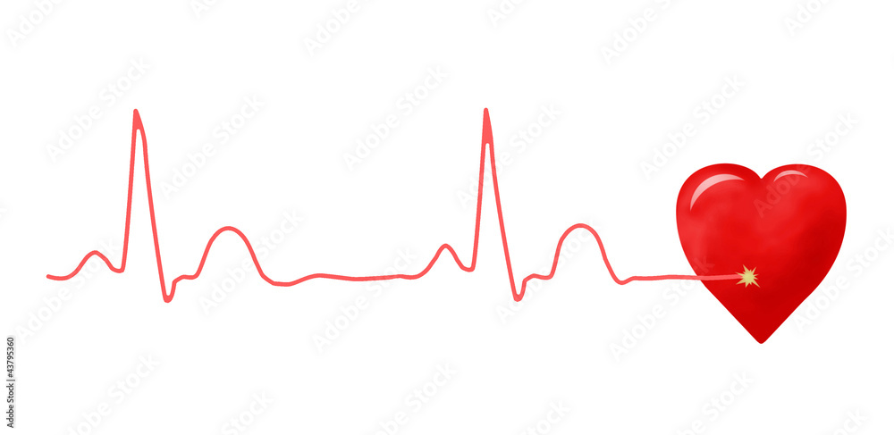 ECG graph and heart