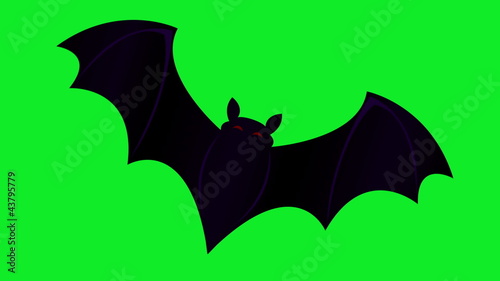 Animation of bat moving in center of screen on green screen.