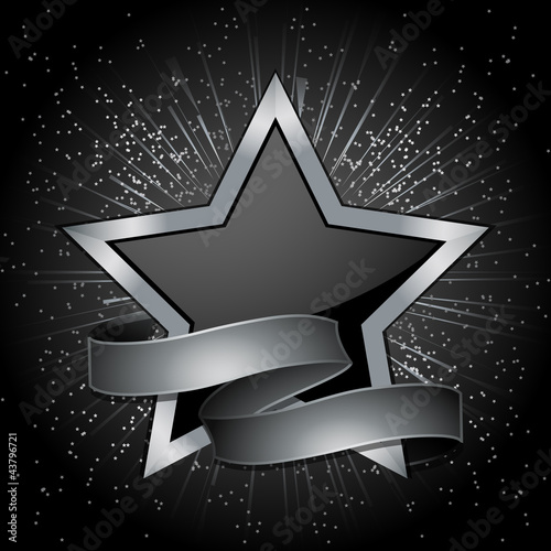 black and silver star and banner background