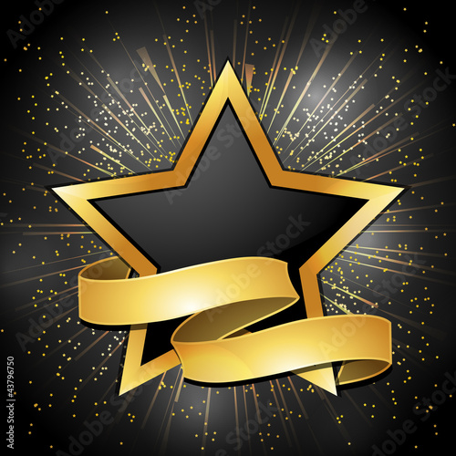 Black and gold star and banner background