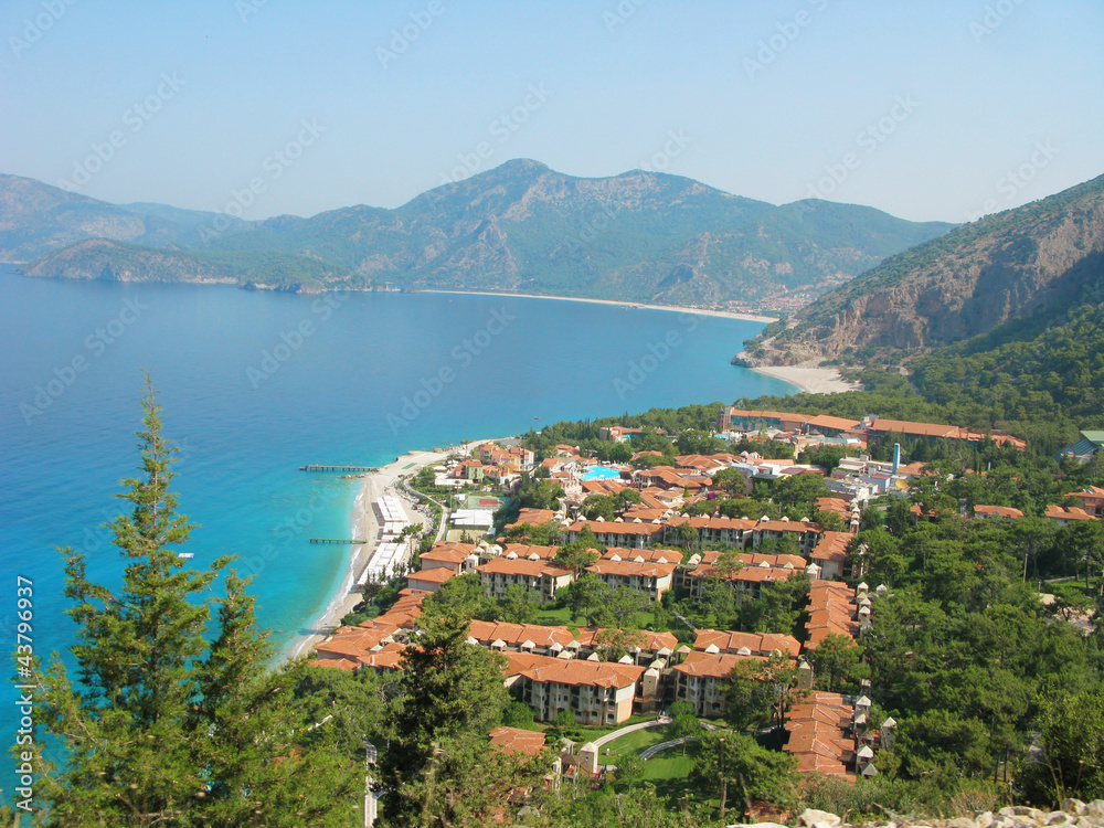 coastline landscape of mediterranean sea and luxury hotel turkey