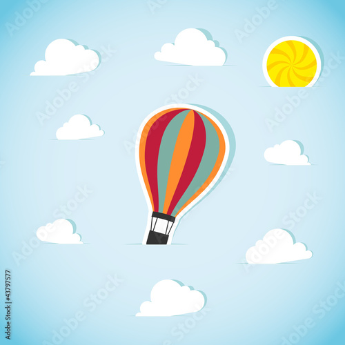 Abstract paper air balloon. Vector illustration.