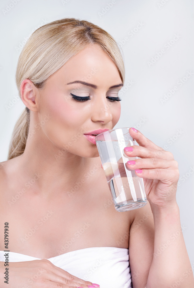 Beautiful woman drinking water Beautiful woman drinking water