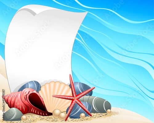 Conchiglie Mare Cartolina Estate-Ocean Seashell Summer Card
