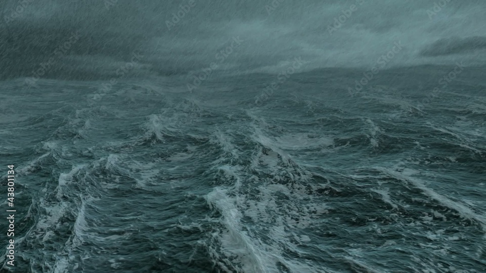 1080p wide storm in the sea shot