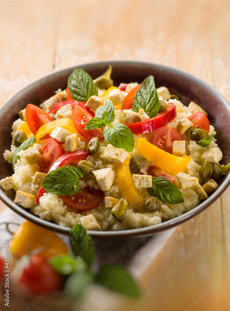 vegetarian couscous with tofu capsicum tomatoes mint and capers vegetarian couscous with tofu capsicum tomatoes mint and capers