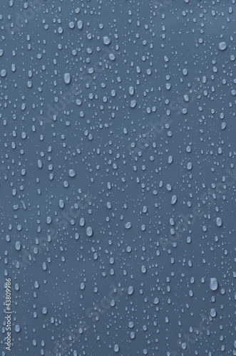 Water Droplets on Blue Metallic Surface