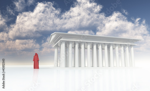 Canvas Print Temple priests attend to the temple fires