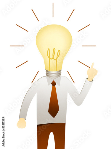 Business man with head idea lightbulb