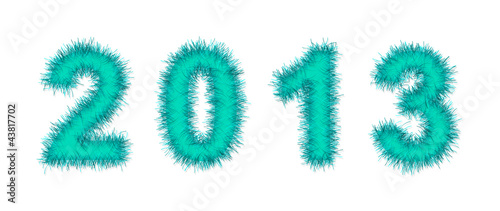 light blue tinsel forming 2013 year number