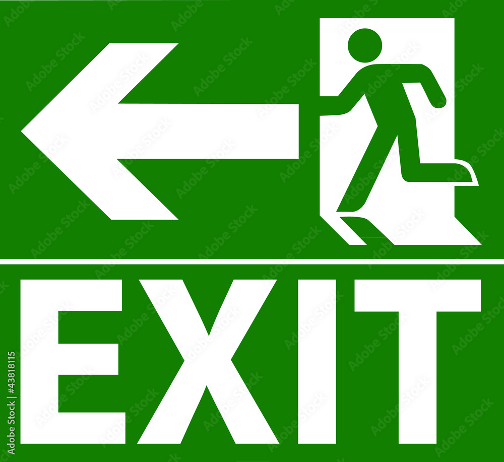 Green exit emergency sign