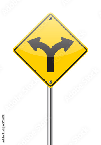 Fork in the road sign