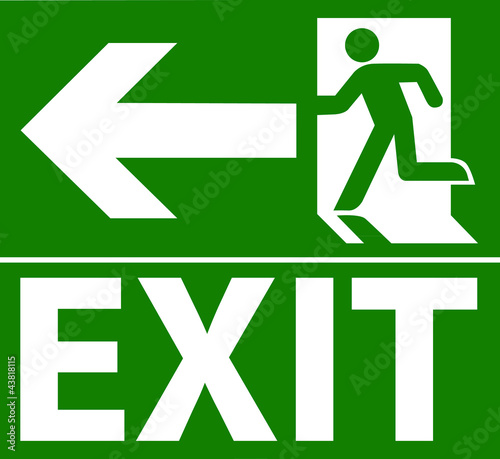 Obraz na płótnie Green exit emergency sign