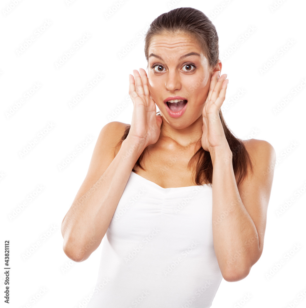 Beautiful young woman in white clothing Beautiful young woman in white clothing