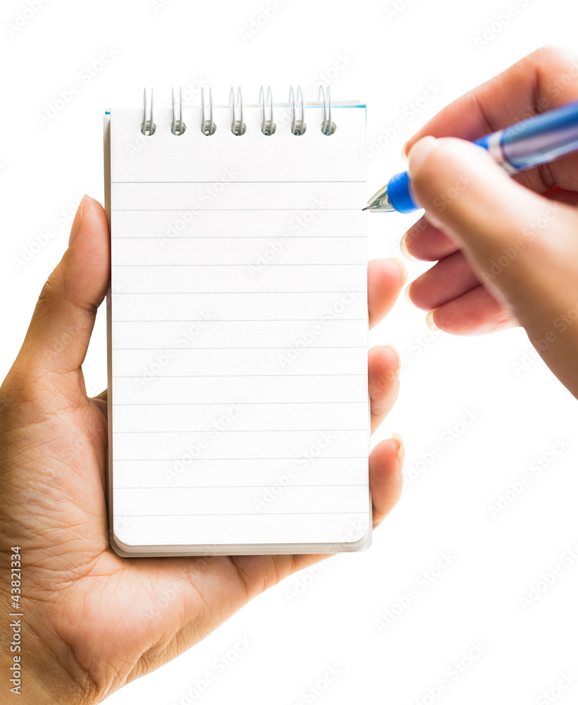 Obraz premium Hand take a note on blank notepad