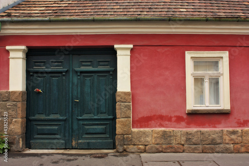 Antique wooden door and a window