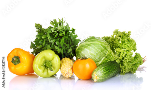 Colorful fresh vegetables isolated on white