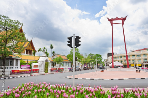 Photography Red giant Swing, Sutat Temple, Bangkok, Thailand