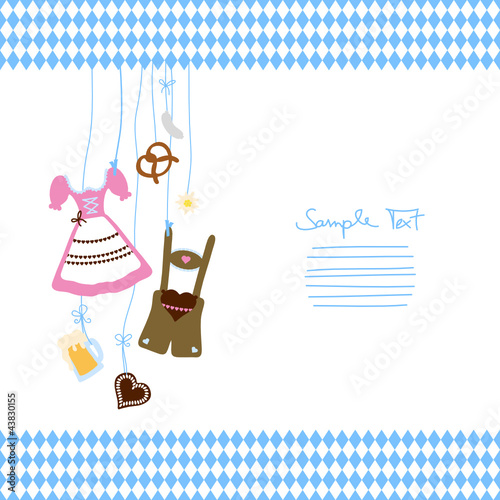 Octoberfest Symbols & Pattern Blue/White